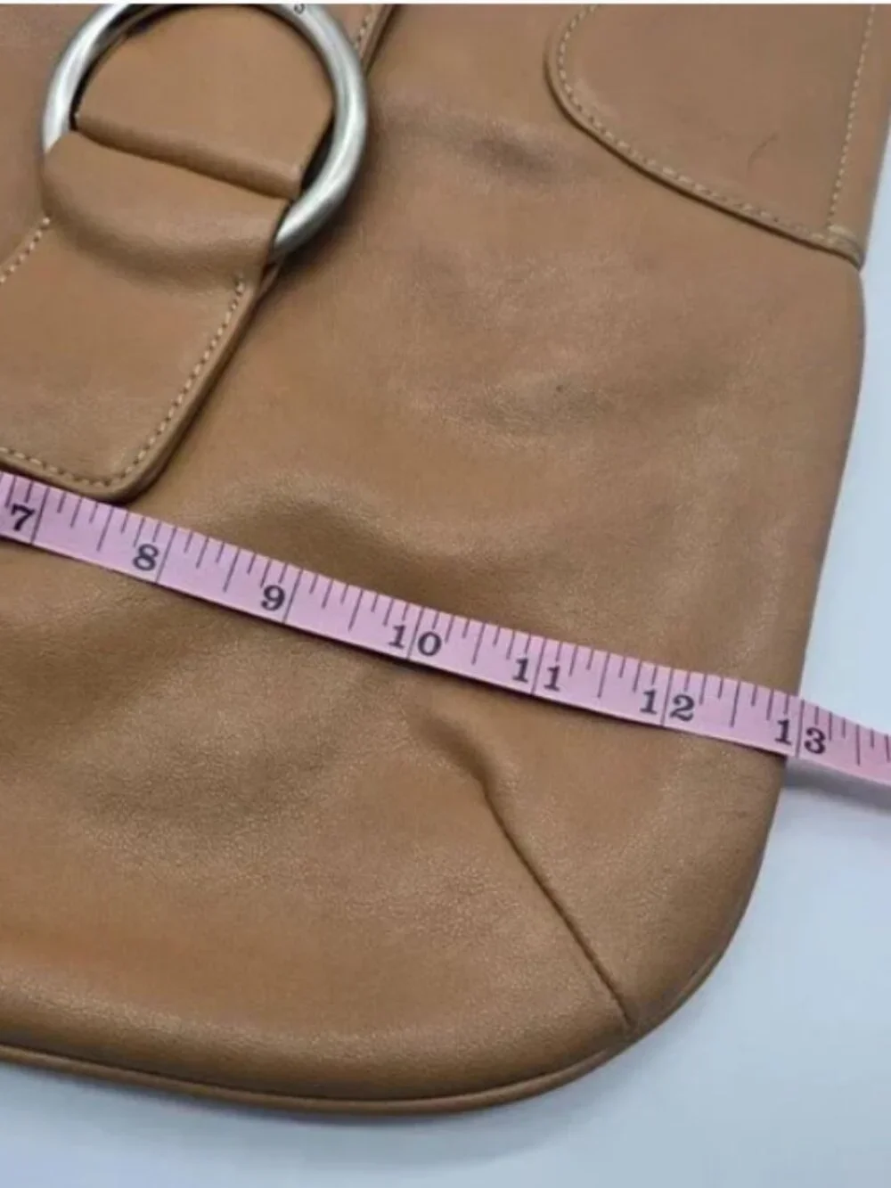 Vintage GUESS Y2K Hobo Shoulder Bag Camel Silver Ring Hardware
